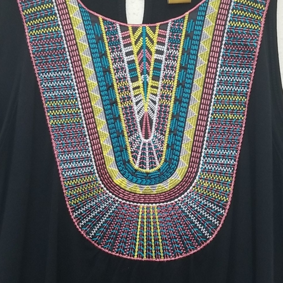 Wrangler Black Boho Western Embroidered Tank Large - Picture 2 of 5